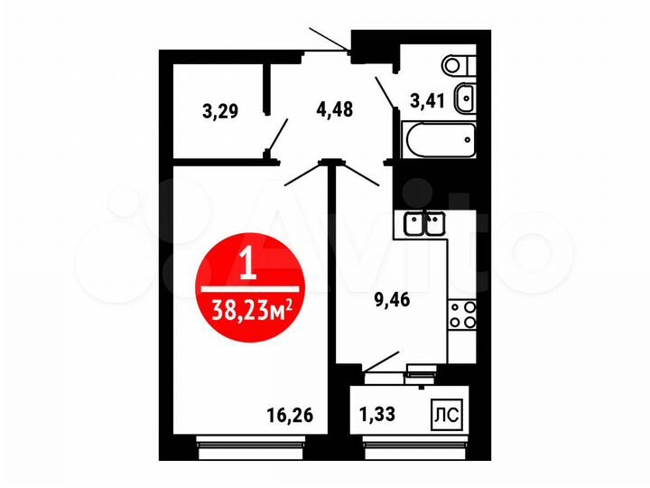 1-к. квартира, 38,2 м², 24/25 эт.