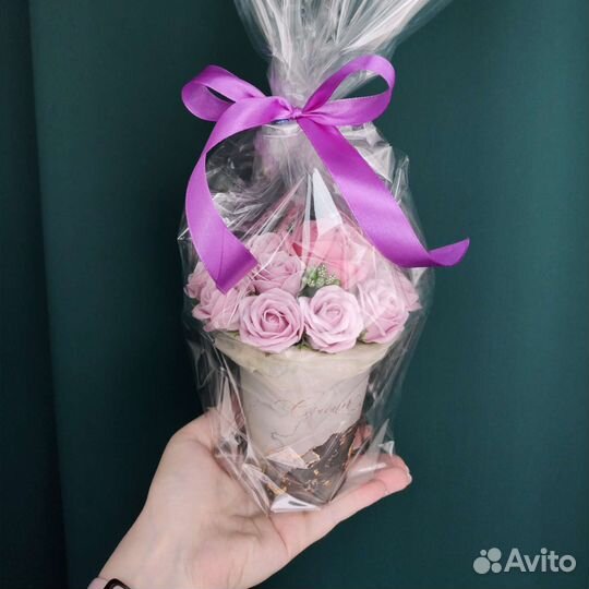 Мыльные розы в стаканчике