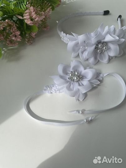 Набор ободок и бутоньерка на ручку