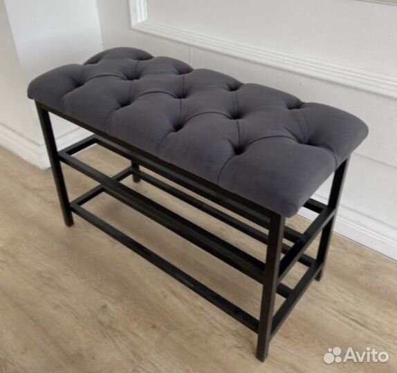 Обувница банкетка из металла с каретной стяжкой