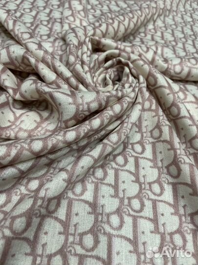 Шерстяной платок шаль Dior розовый logo