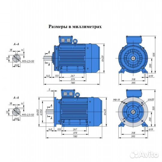 Электродвигатель аир 200М8 (18.5кВт/750об.мин)