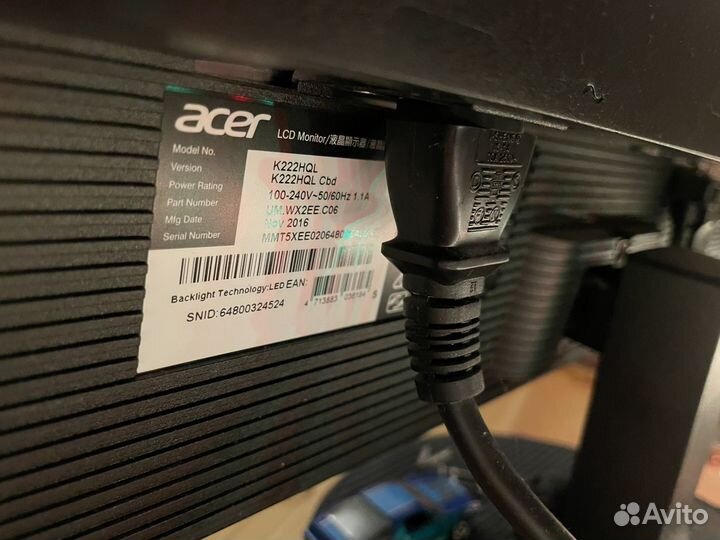 Монитор acer k222hql cbid, 2016