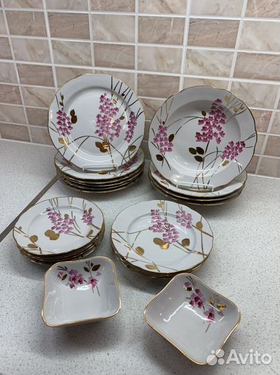 Сервиз столовый Розовая ветка сирень Дулево