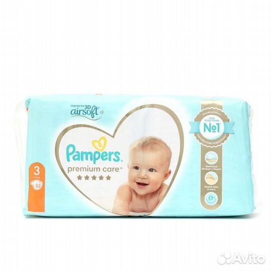 Подгузники Pampers Premium Care, размер 3, 52 шт