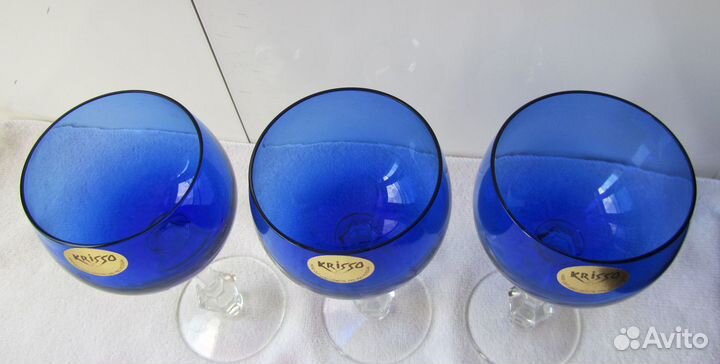 Фужеры хрустальные синие гхз