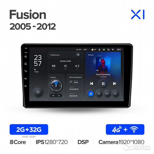 Магнитола Форд Фьюжн 1 2005-2012 Андроид Teyes X1