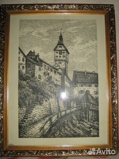 Старинная литография антиквариат