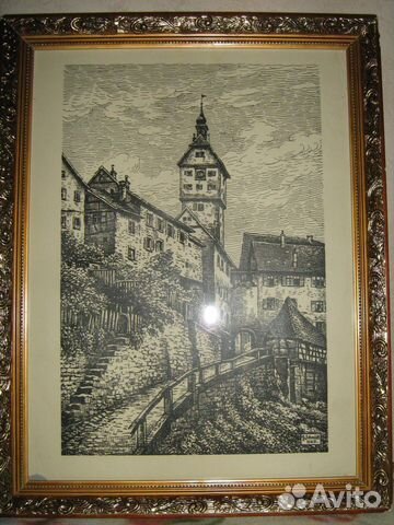 Старинная литография антиквариат