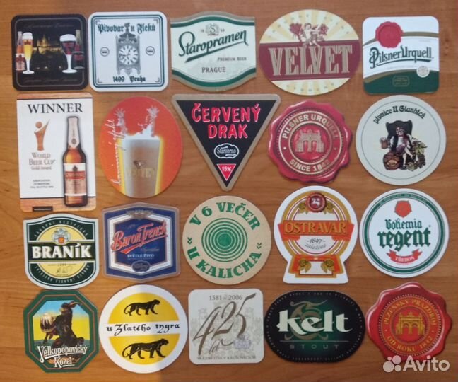 20 разных пивных подставок (бирдекели) Чехия