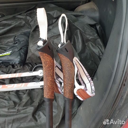 Лыжные ботинки, палки, чехол