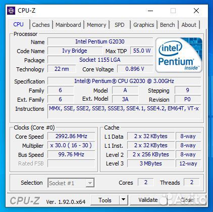 Процессор Intel Pentium G2030 LGA1155