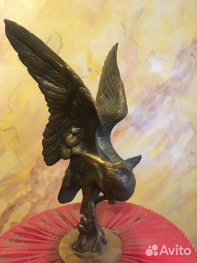 Старинная Лампа настольная с Орлом бронзовым Редка