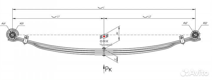 Рессора передняя для УАЗ 2206, 3303, 3909 3 листа