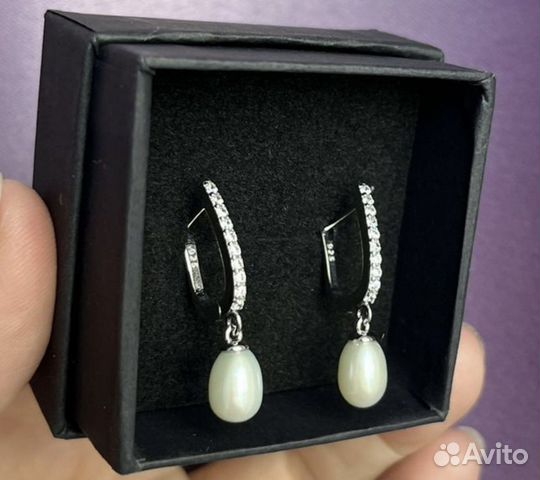 Серьги жемчуг натуральный классика