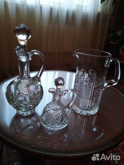 Хрустальные графины, кувшин, бокалы Югославия