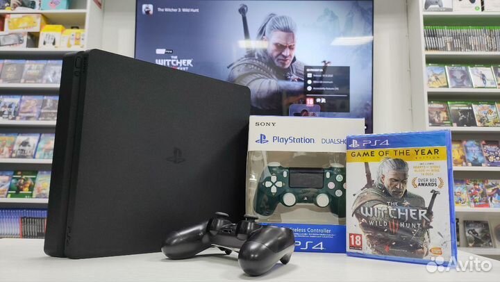 Sony PS4 Slim + 107 игр и 2 геймпада