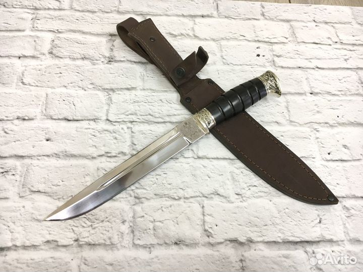 Пластунский нож, кованая 95Х18, граб, мельхиор, с