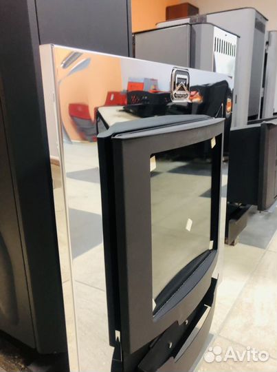 Печь дровяная для бани Каскад с панорамным стеклом