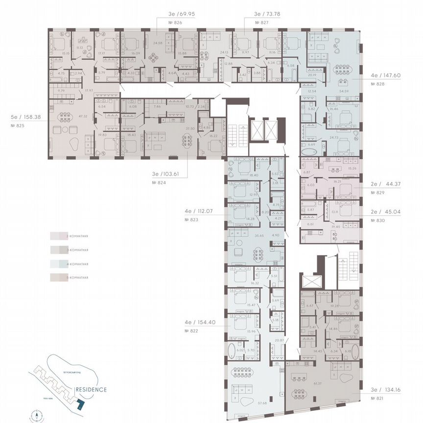 1-к. апартаменты, 45,2 м², 5/8 эт.