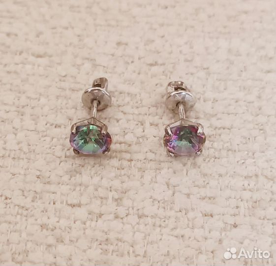 Серьги серебряные(аметист,агат,топаз,гранат)