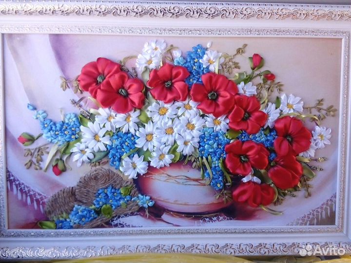 Картины,вышитые лентами