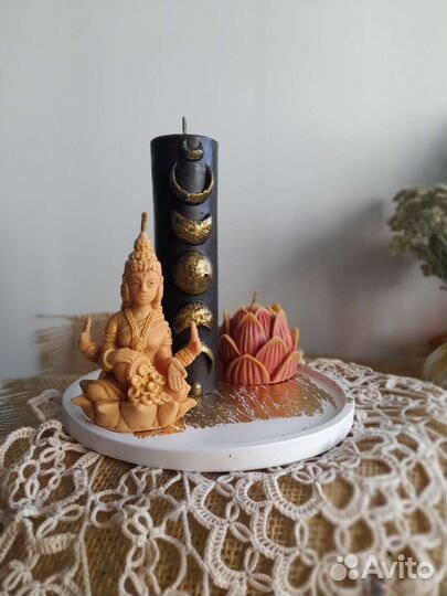 Свеча Лакшми луна лотос Ганеша Будда