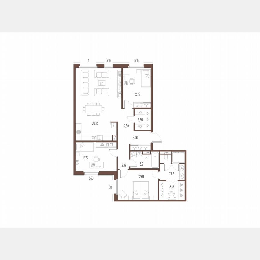 3-к. квартира, 106,4 м², 3/10 эт.