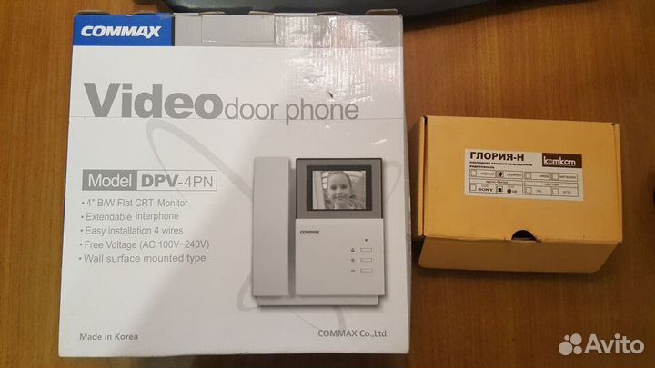 Комплект ч/б видеодомофона Commax DPV-4N + Глория