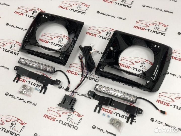 Очки черные с хром диодами Mercedes G-class w463