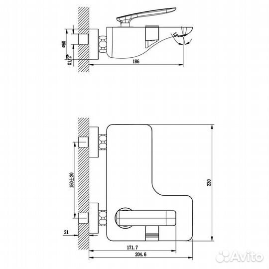 Смеситель для ванны/душа Lemark Bellario LM6802