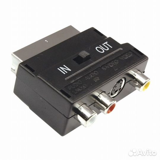 Переходник штекер Scart - 3 RCA + S-VHS, с перекл