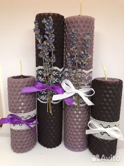 Свечи из вощины с авторским декором