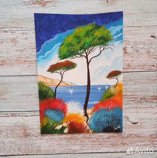 Картина гуашью пейзажи морские