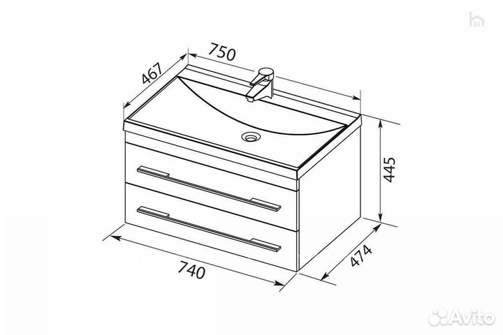 Тумба под раковину для ванной 75 Верона