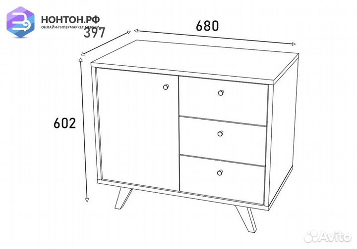 Комод с дверцей Фьюжн biker cat / камень угольный