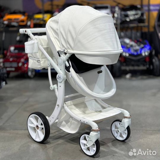 Новая коляска 3в1 luxmom 608-2 эко кожа белая