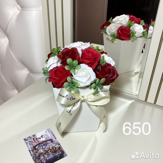 Букет из 11 мыльных цветов, разные расцветки