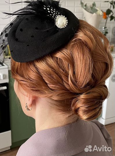 Вуалетка, шляпка с вуалью чёрная вечерняя