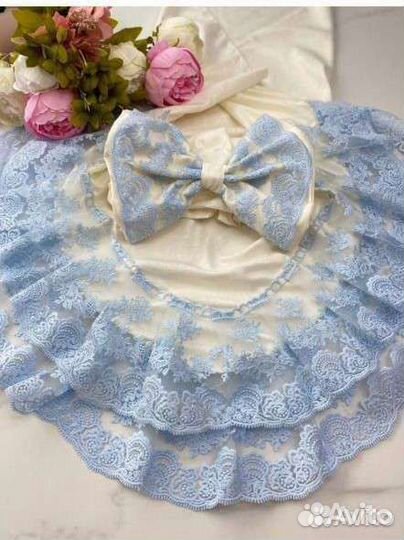 Кружевная пелëнка + бант на выписку