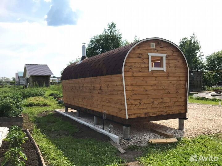 Баня бочка с плоским полом, 6 м. Под ключ