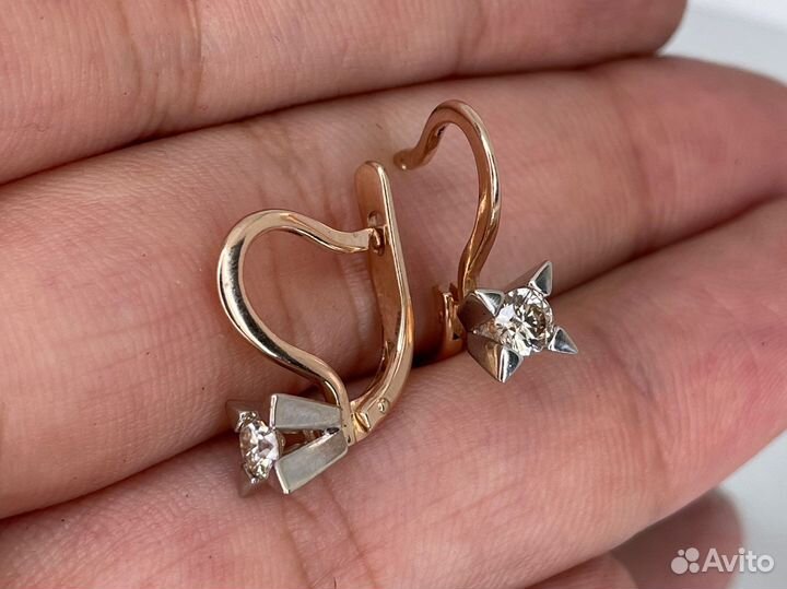 Золотые серьги с бриллиантами 0.5 ct