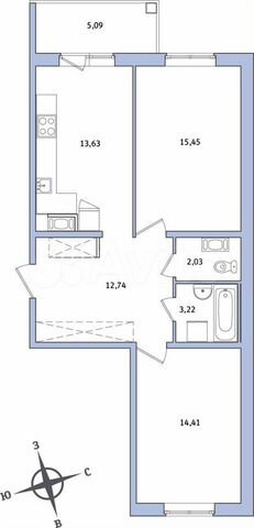 2-к. квартира, 64 м², 8/8 эт.