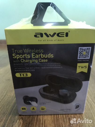 Беспроводные блютузные наушники awei t13