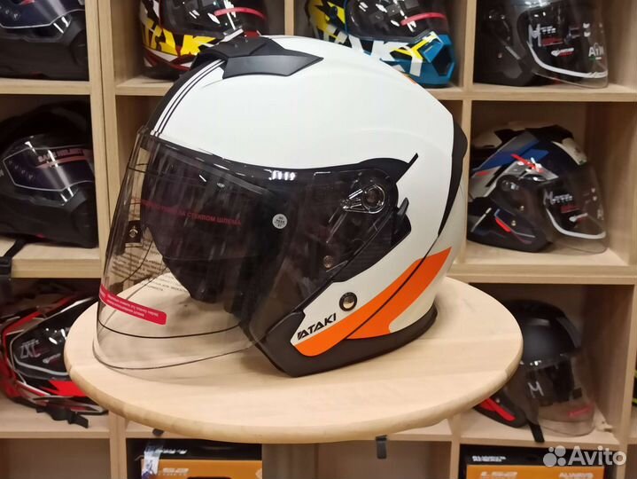 Мото шлем открытый с очками