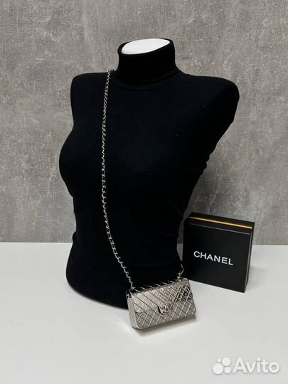 Сумка женская мини клатч Chanel золотая серебряная