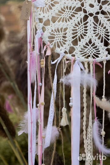 Нежный ловец снов с кружевом розовый