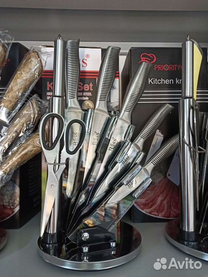 Набор кухонных нерж.ножей Bass. 7предм с подст-ой