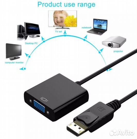 Переходник DisplayPort (DP to VGA)