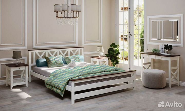 Кровать из натурального дерева 2-спальная 